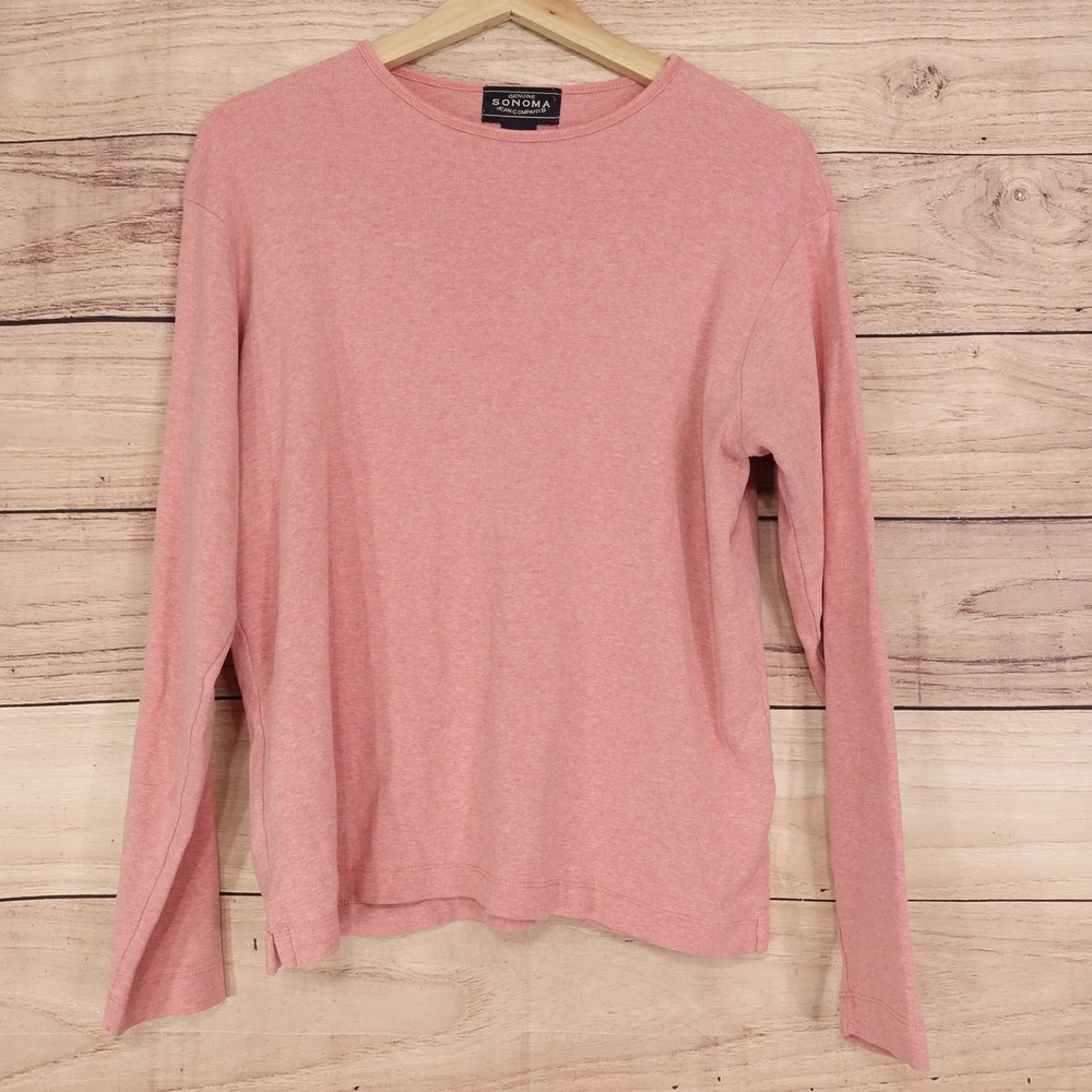 Sonoma T-Shirt Womens S Pink Crew Neck Long Sleeve Basic Cotton Top Casual